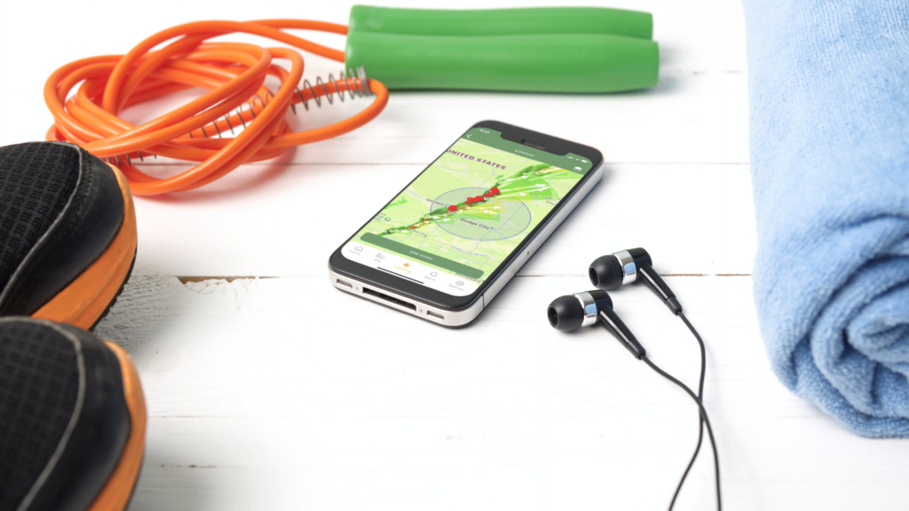 A picture showing the Zelus system app's lightning strike map screen.